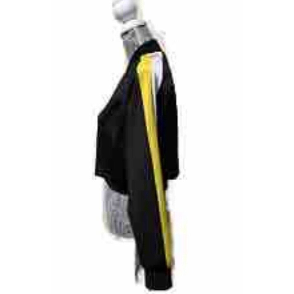 Fashion Nova Black Track Jacket M Striped Sleeve Cropped Zip Up Womens Athletic - Picture 8 of 13
